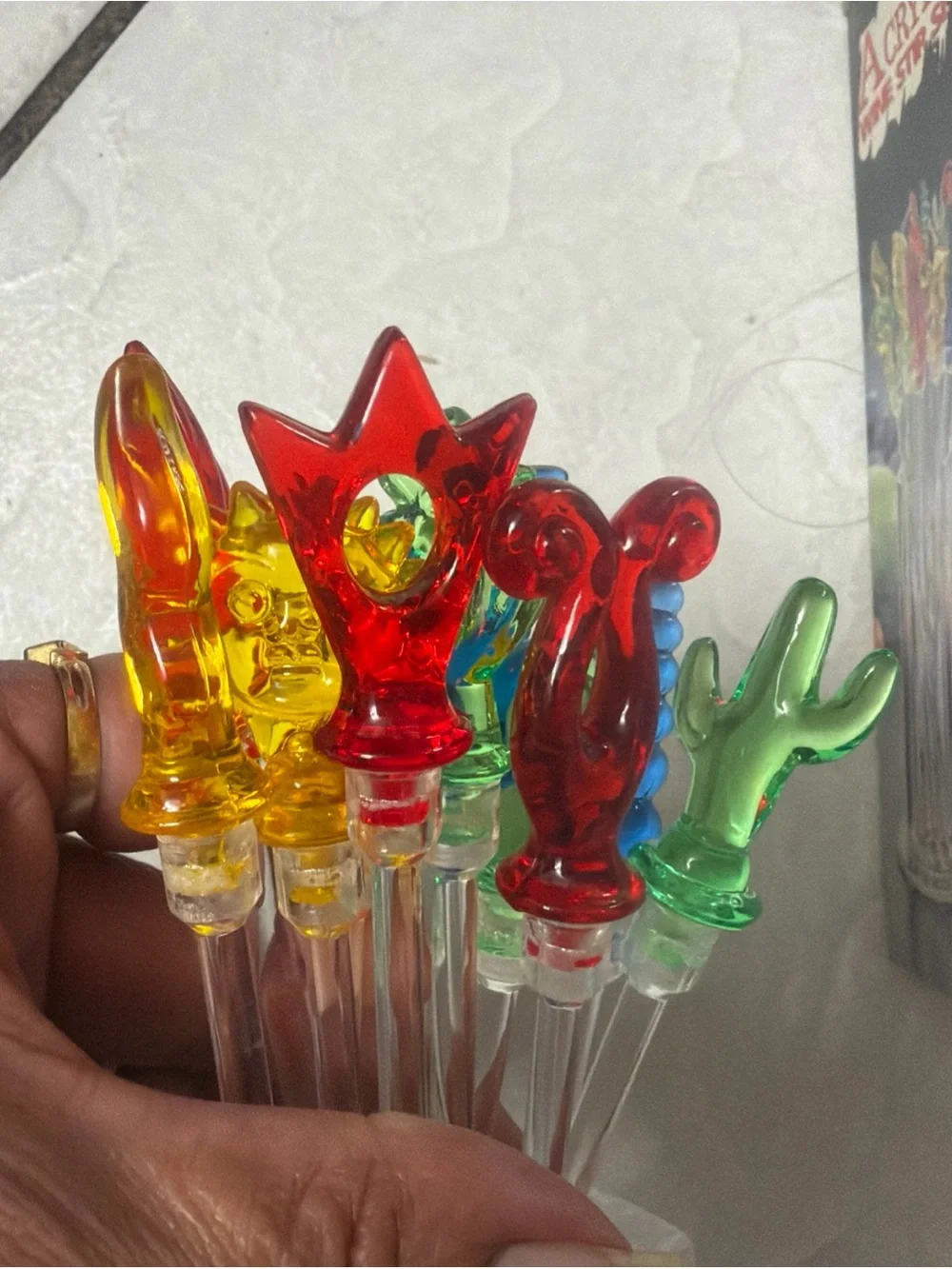 Vintage lot 12 Tulip Swizzle Stir Sticks 8” Long Assorted Color 80's Plant stick